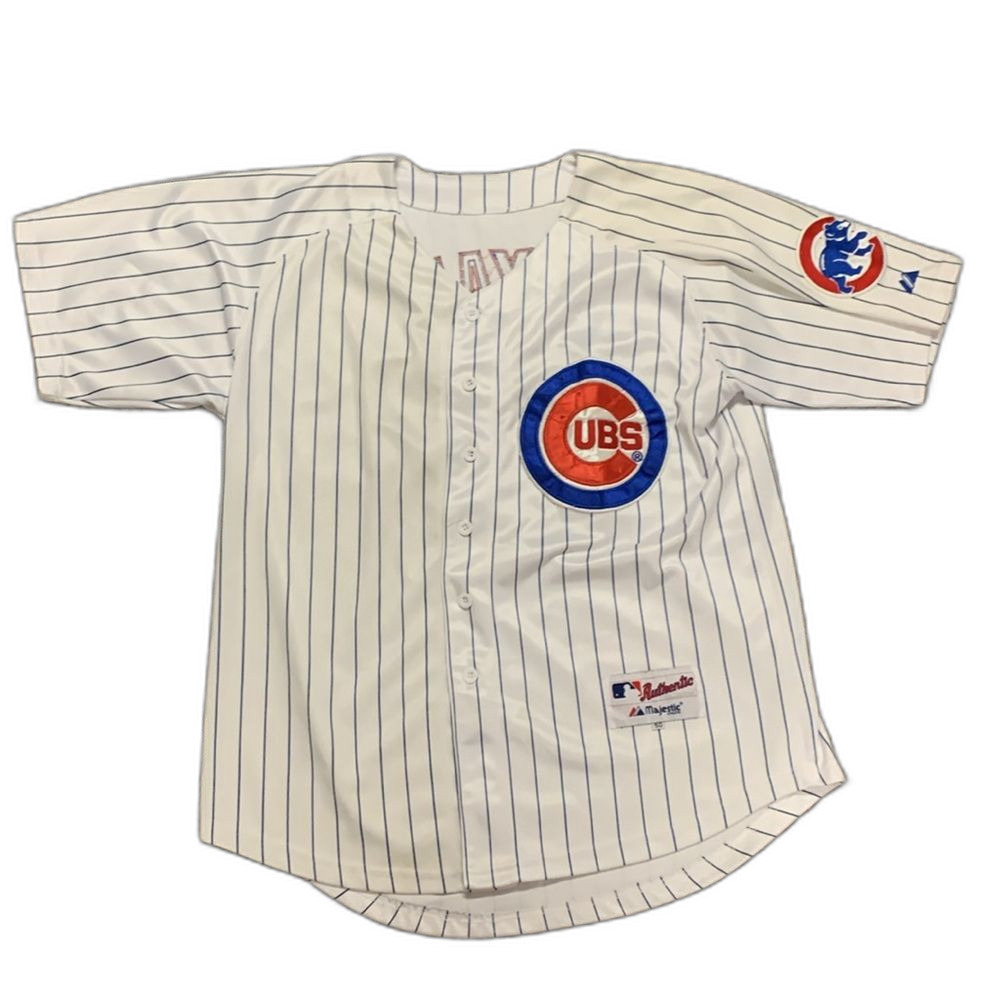 Majestic MLB Chicago Cubs #17 Bryant White Blue Stripe SS Jersey Size 50